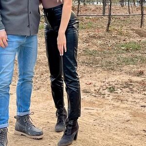 Aritzia Black High-Rise Faux Leather Pants